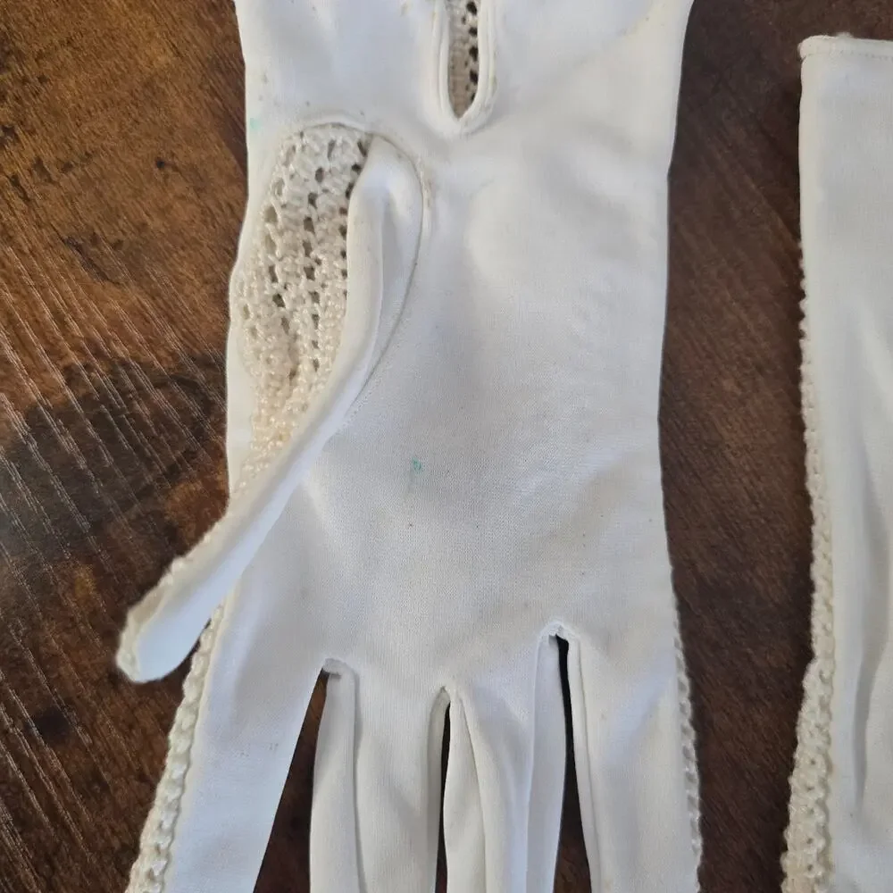 Vintage half lace and half lined gloves. Small spot on glove